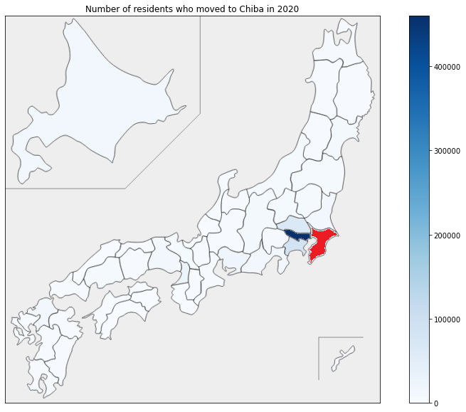 People mainly moved to Chiba from Tokyo
